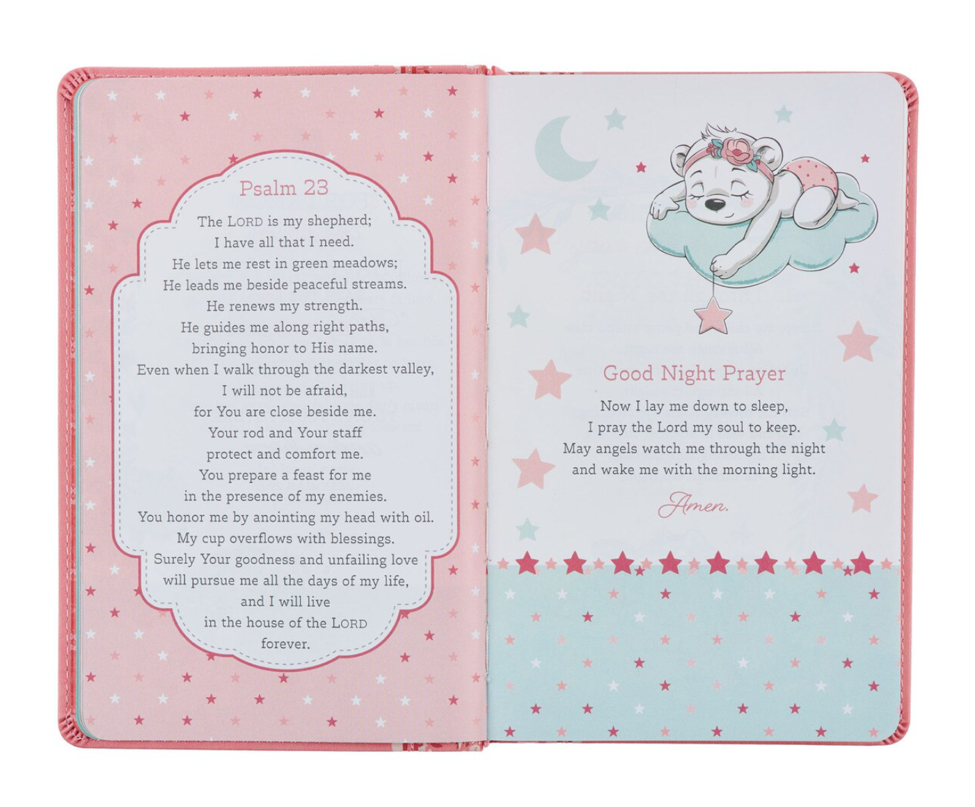 Bible-Pink Faux Leather NLT Baby Keepsake Bible for Girls