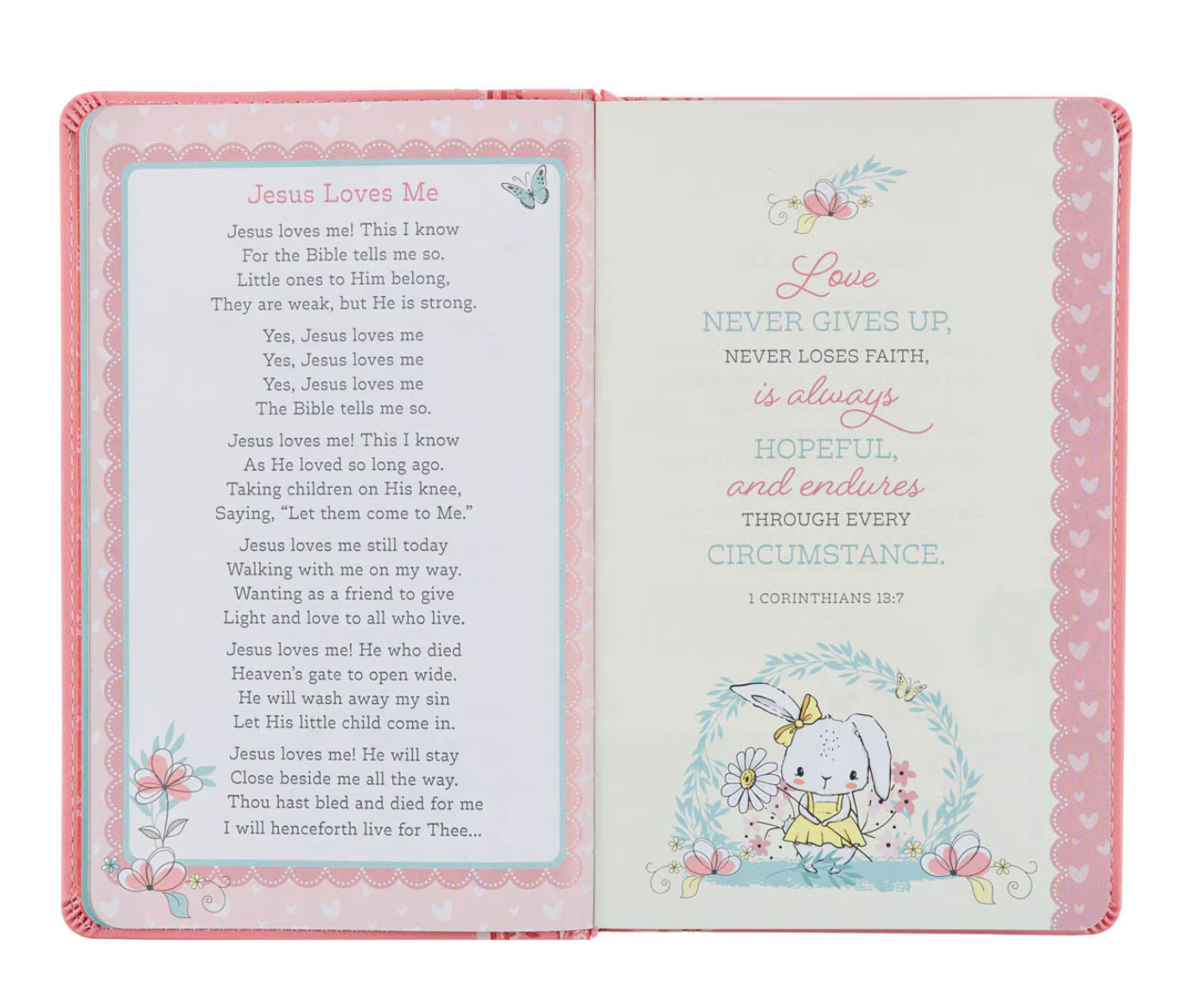 Bible-Pink Faux Leather NLT Baby Keepsake Bible for Girls