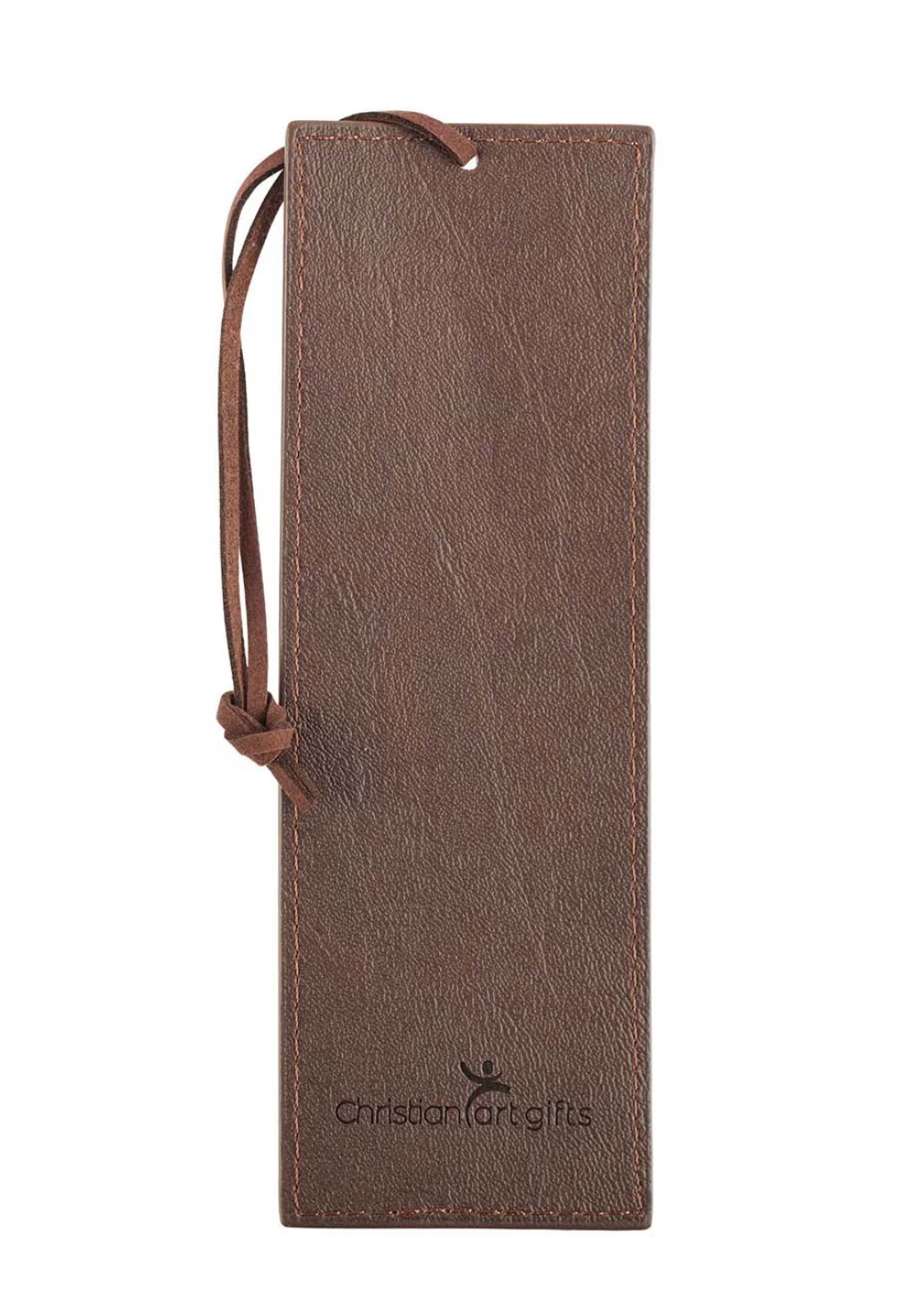 Bookmark-The Lord Is My Strength Walnut-Brown Faux Leather Bookmark- Exodus 15:2