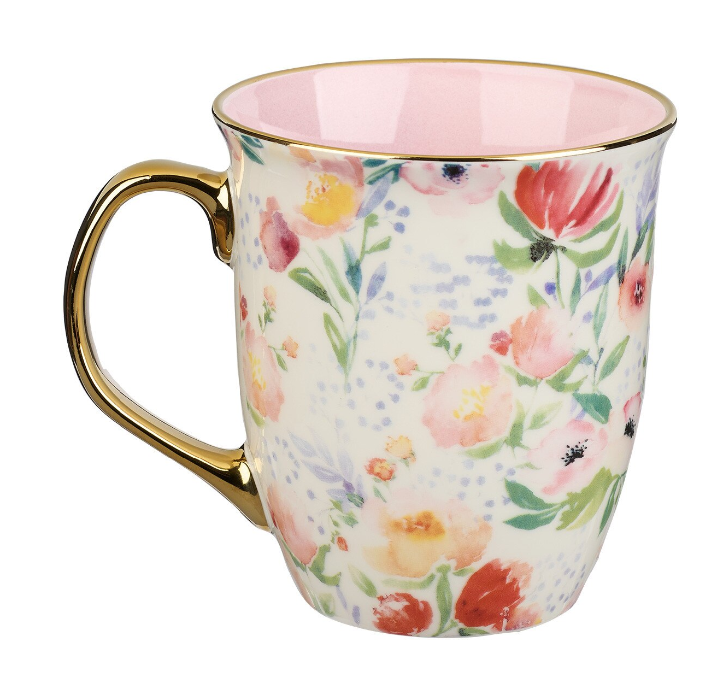 Mug-Strength and Dignity Pastel Floral Ceramic Coffee Mug - Proverbs 31:25