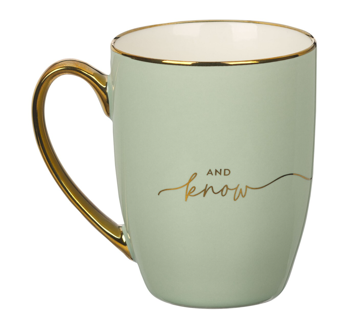 Mug-Be Still Soft Green and Gold Ceramic Coffee Mug
