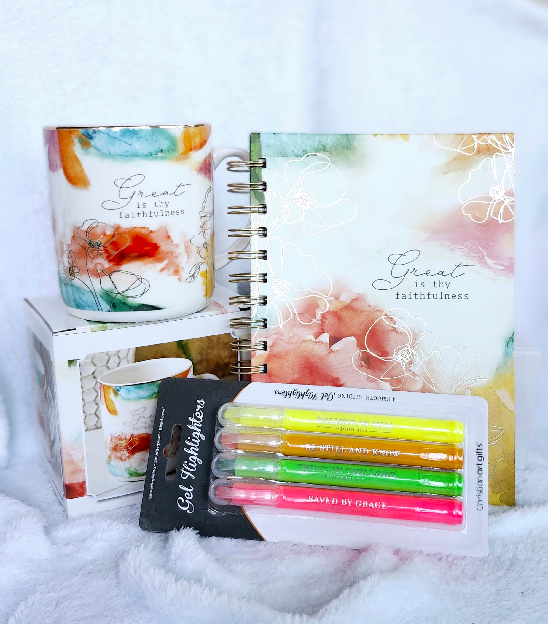 Gift Set- Great Is Thy Faithfulness Mug , Journal & Bible Highlighter